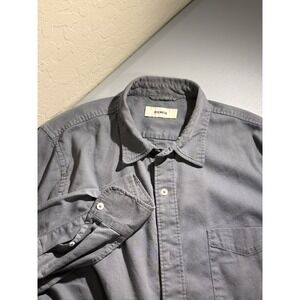 Buck Mason Men's XL Draped Twill Shirt Button-Up One Pocket Long Sleeve Blue